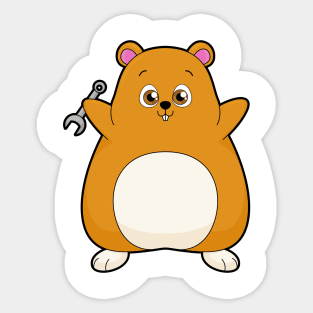 Hamster as Mechanic with Wrench Sticker